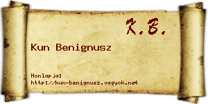 Kun Benignusz névjegykártya